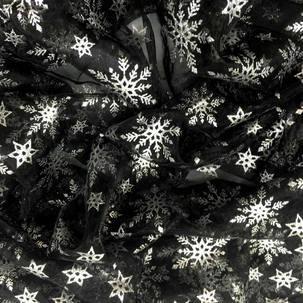 Disney Frozen Organza Voile Fabric Elsa Glitter Snowflake Material 150cm Wide